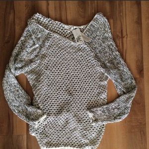 Helmut Lang Black and White Open Knit Sweater New